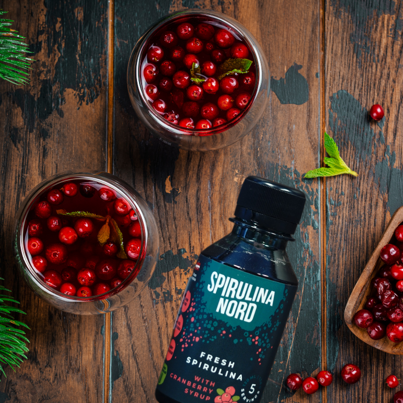 Spirulina ar dzērveņu sīrupu